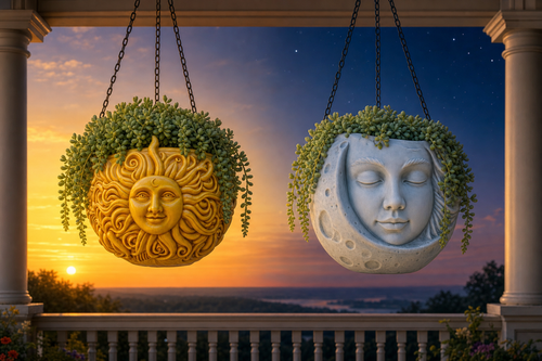 The Celestial Pair — Sun & Moon Hanging Planter Bundle