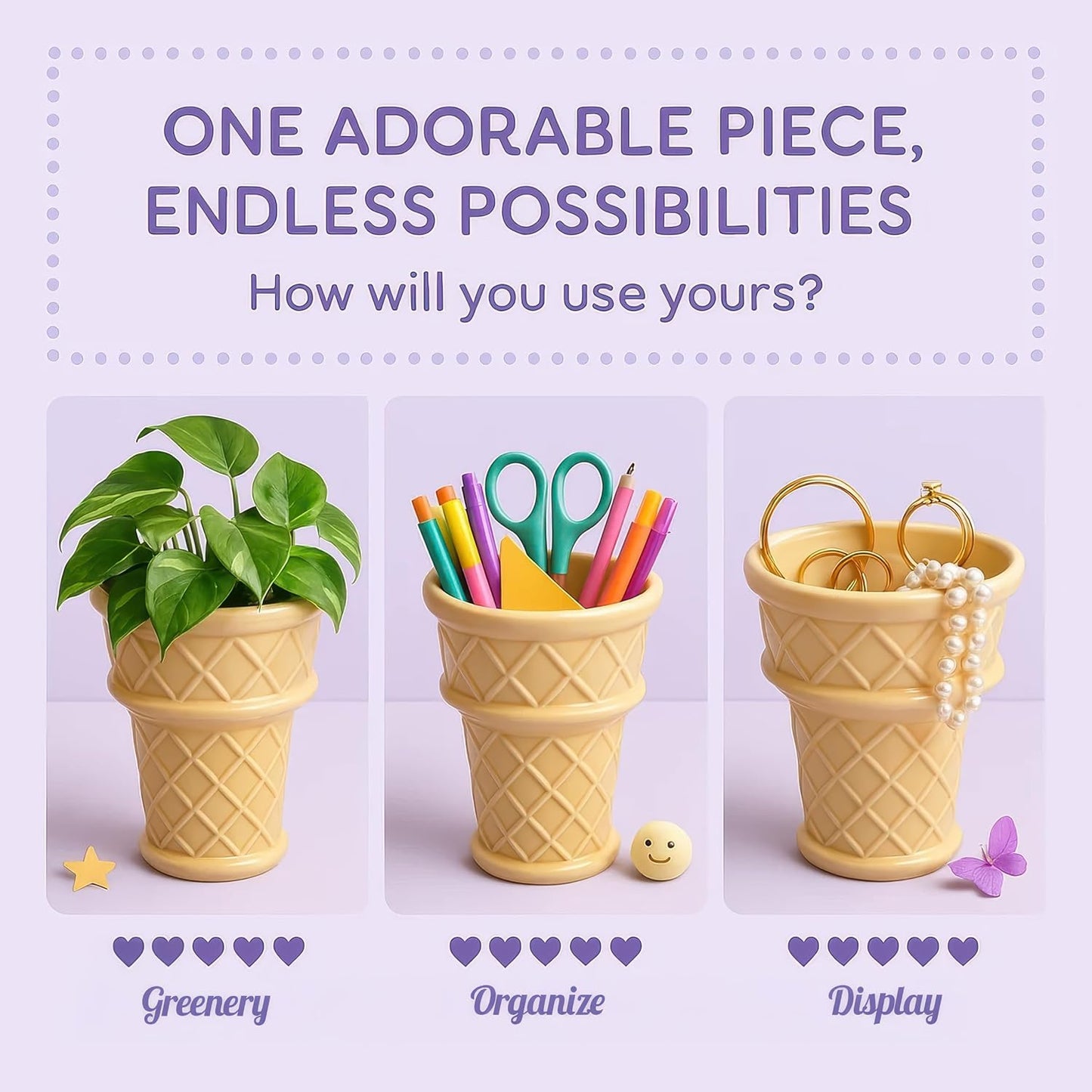 Ice Cream Cone Planter by Nebula Colors