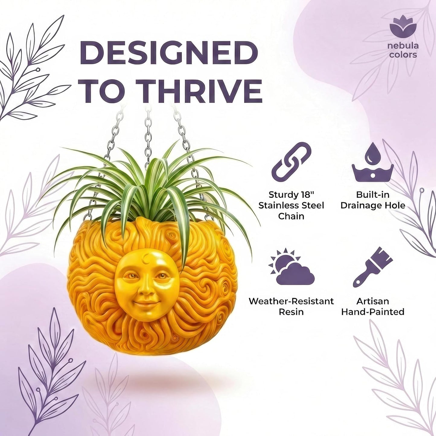 Sun Face Hanging Planter by Nebula Colors