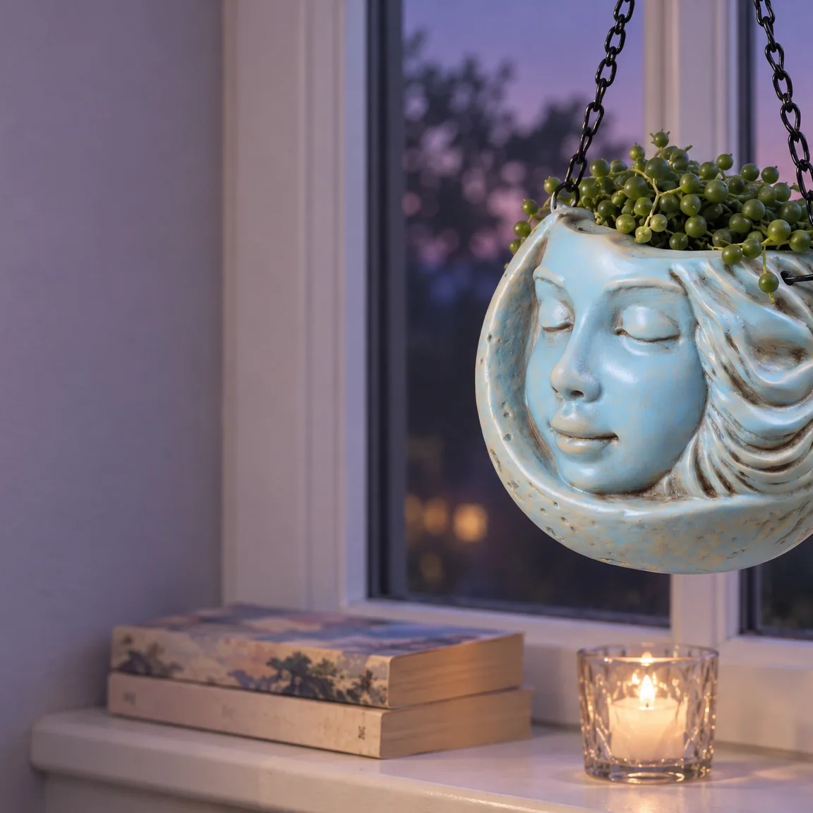 Moon Face Hanging Planter, Set of 2